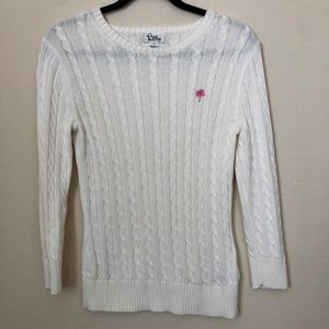 Lilly Pulitzer White Cable Knit Sweater Small